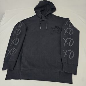 H&M Black XO Hoodie Sweatshirt Tonal Sleeve Graphic Size Small